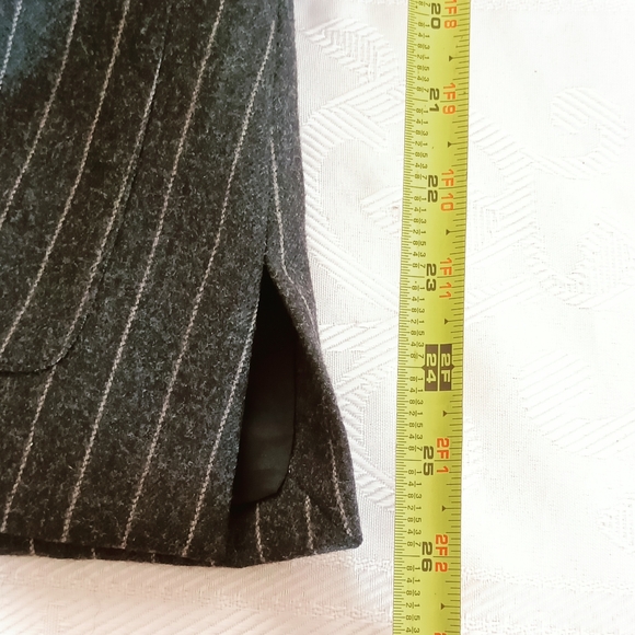 Vintage 100% Wool Blazer Jacket sz 16 Pinstripe Pockets Asphalt Gray - Picture 12 of 17